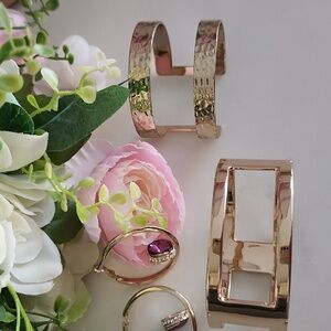 3 Pc Jewelry Bundle..2 Bracelets And Gold and Purple Hoop Earrings!